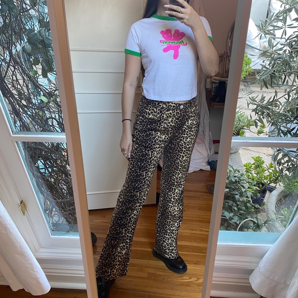 Flared leopard pants